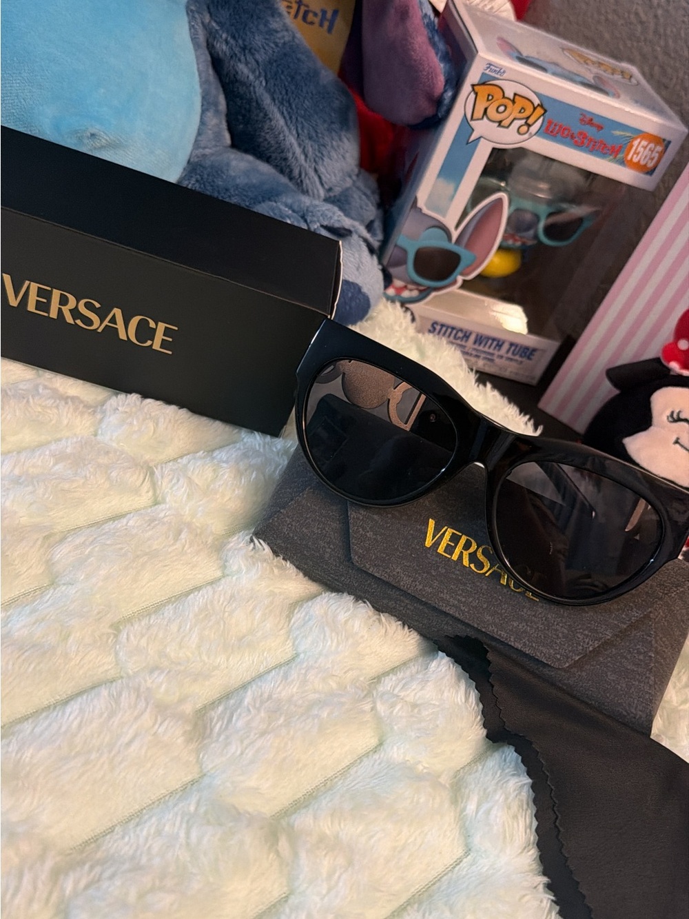 Versace Black Women's Oversized Cat-Eye Sunglasses
